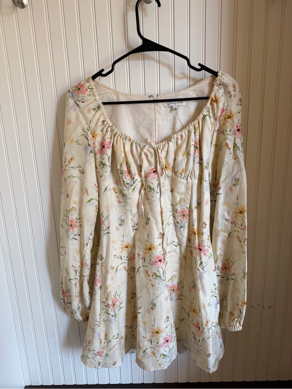 Floral Peasant Top - Cream with Pink & Yellow Florals